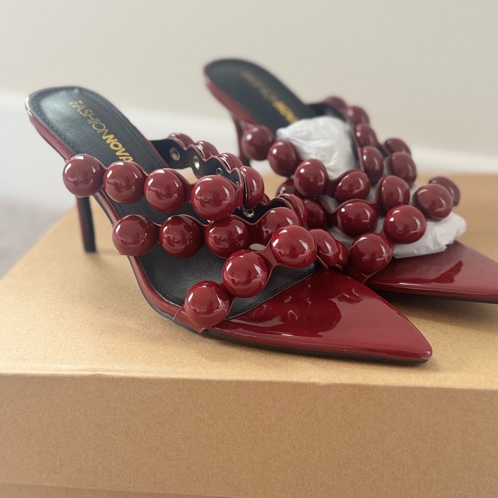 Fashion Nova Burgundy Stiletto Heels